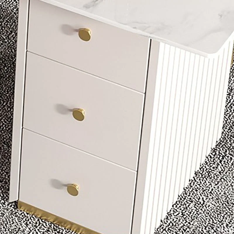 Bureau d'écriture en pierre frittée blanche, bureau de forme irrégulière pour la maison et le bureau Clearhalo