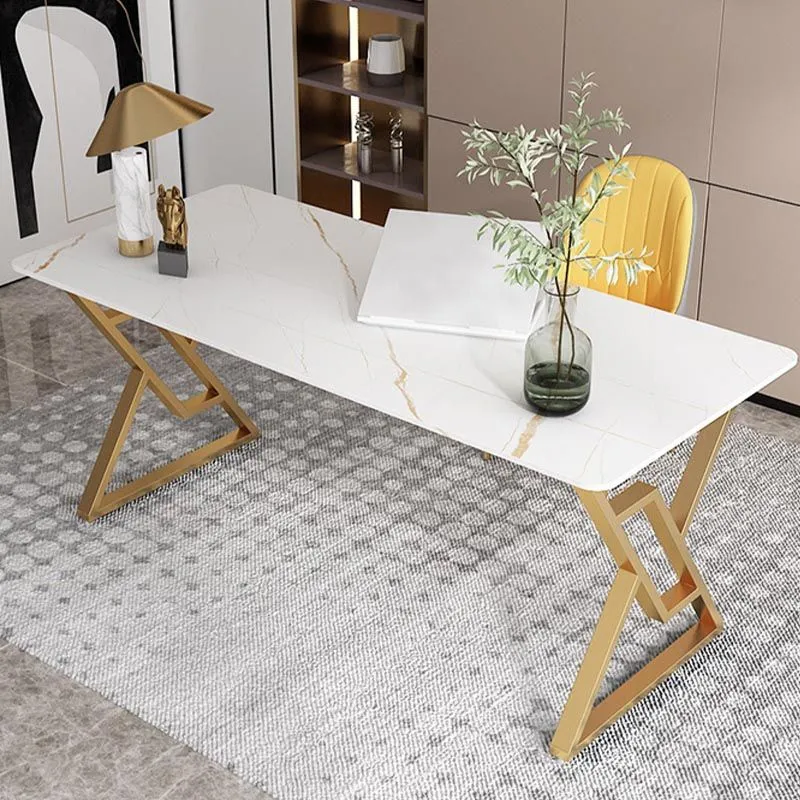 Bureau d'écriture en pierre frittée, bureau rectangulaire contemporain pour chambre à coucher Clearhalo