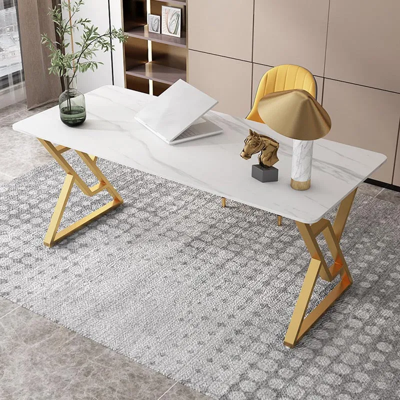 Bureau d'écriture en pierre frittée, bureau rectangulaire contemporain pour chambre à coucher Clearhalo