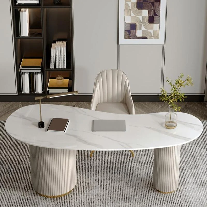 Bureau d'écriture en pierre de style Glam, bureau en bois d'ingénierie avec 3 tiroirs Clearhalo