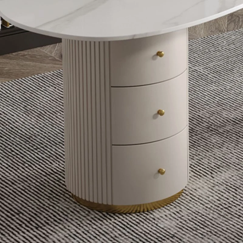 Bureau d'écriture en pierre de style Glam, bureau en bois d'ingénierie avec 3 tiroirs Clearhalo