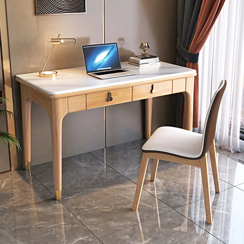 Bureau d'écriture en pierre de style Glam, bureau rectangulaire en bois pour la maison Clearhalo