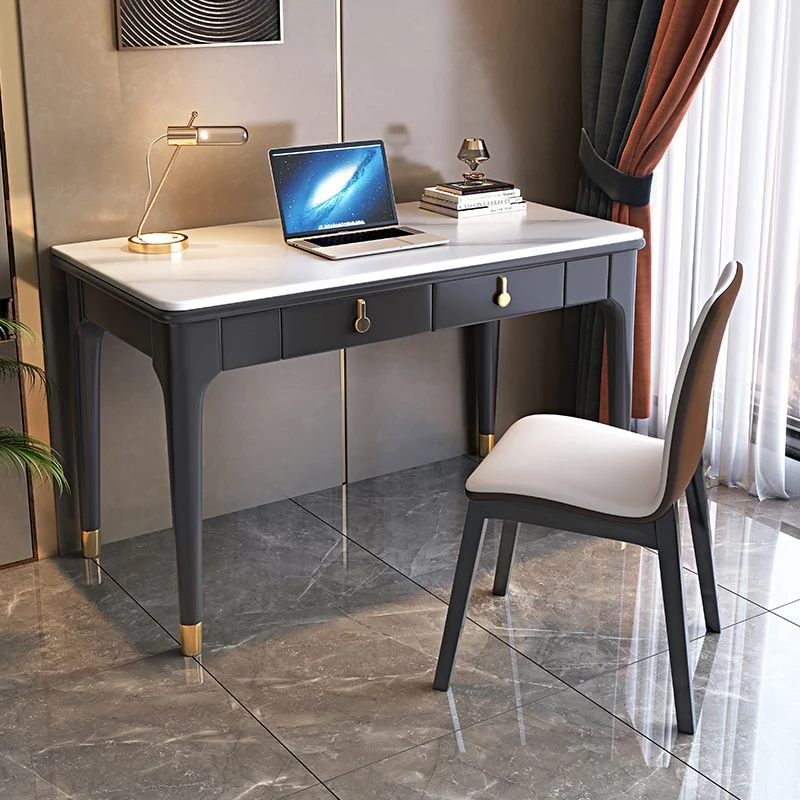Bureau d'écriture en pierre de style Glam, bureau rectangulaire en bois pour la maison Clearhalo