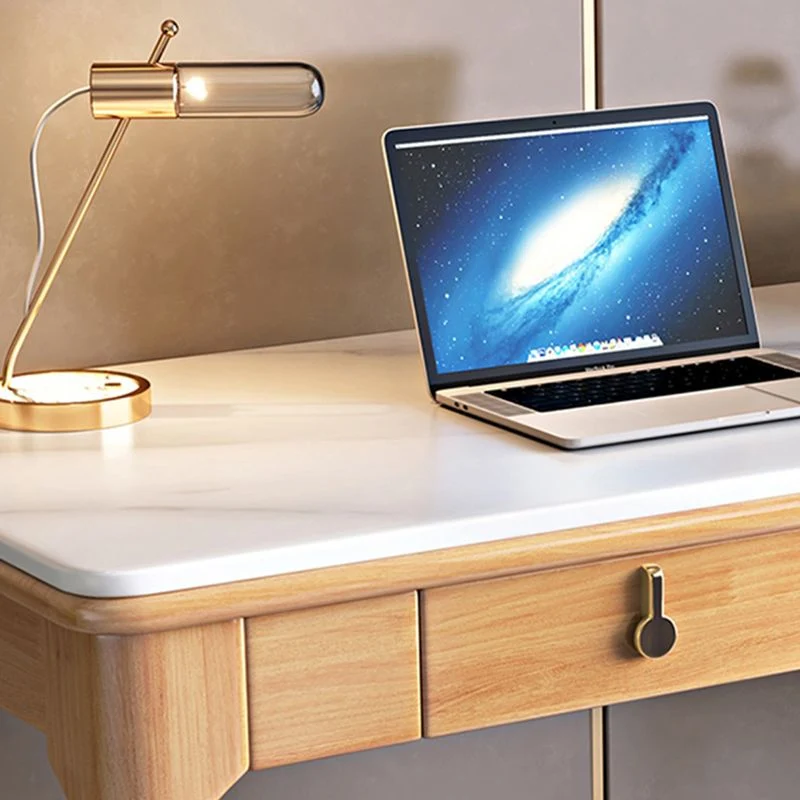 Bureau d'écriture en pierre de style Glam, bureau rectangulaire en bois pour la maison Clearhalo