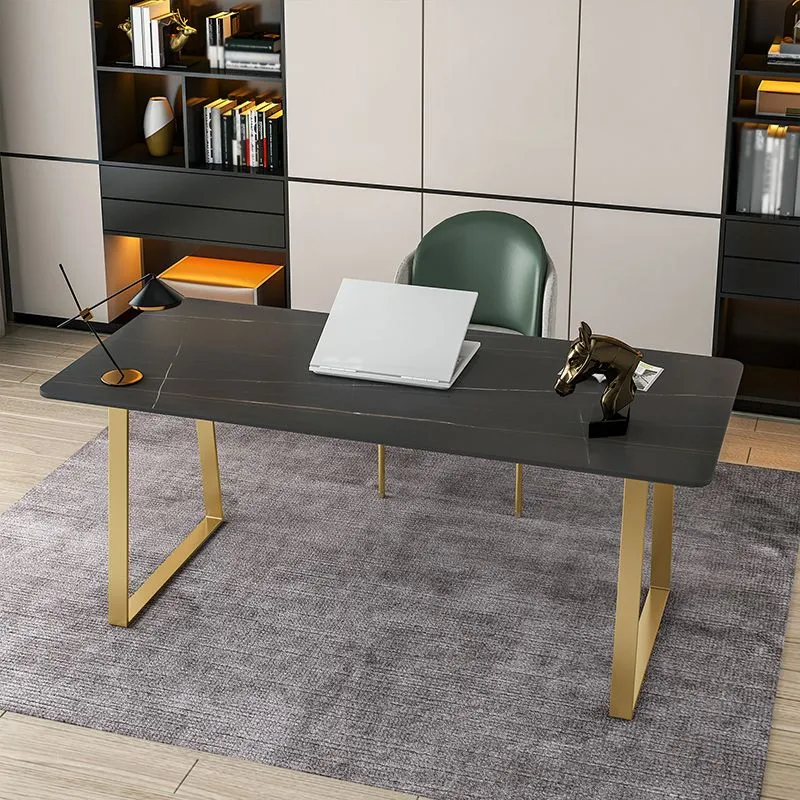 Bureau d'écriture en pierre de style Glam Bureau d'écriture rectangulaire à base de traîneau Clearhalo