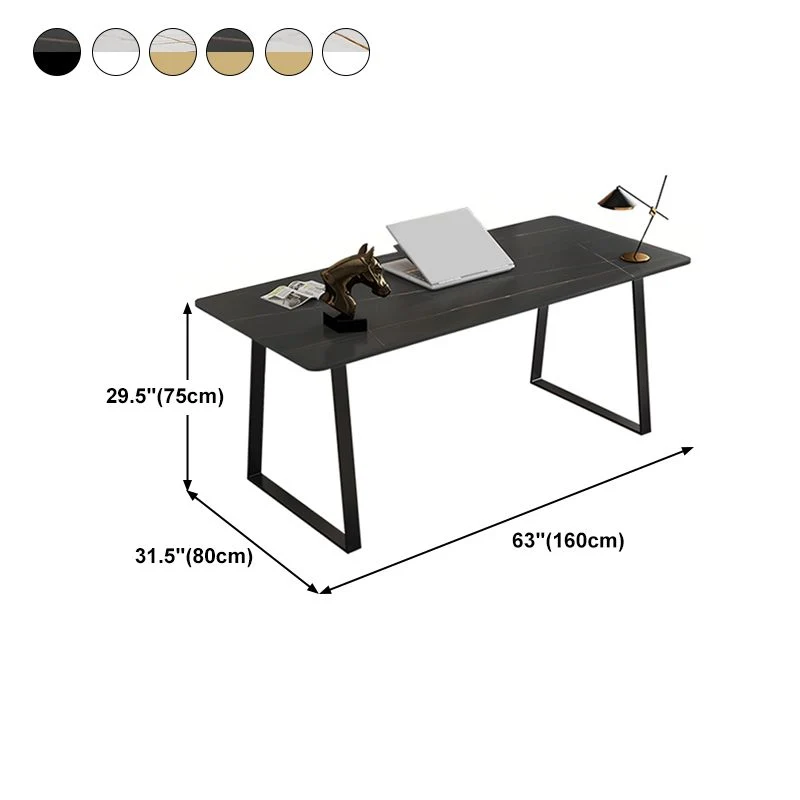 Bureau d'écriture en pierre de style Glam Bureau d'écriture rectangulaire à base de traîneau Clearhalo