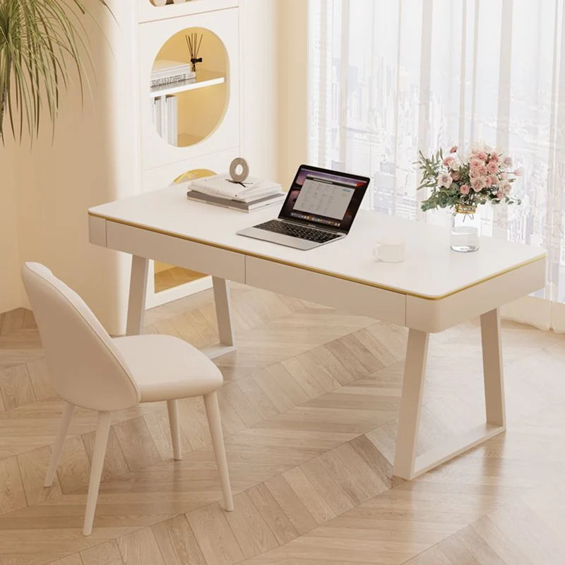 Bureau d'écriture en pierre de style Glam, bureau de traîneau en métal pour la maison Clearhalo