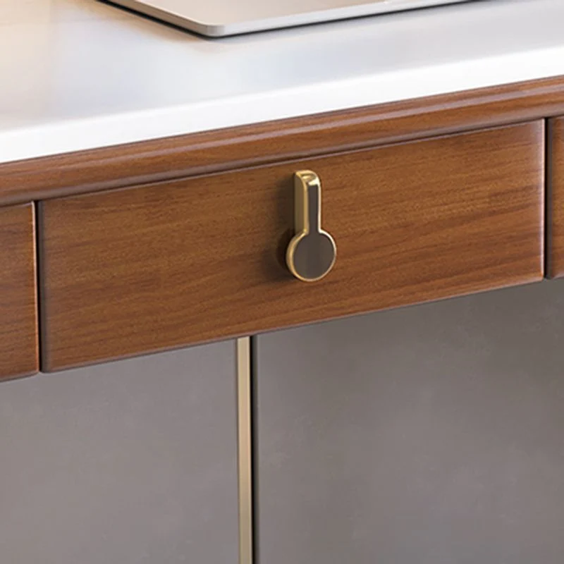 Bureau d'écriture en pierre de style Glam, bureau rectangulaire en bois massif Clearhalo