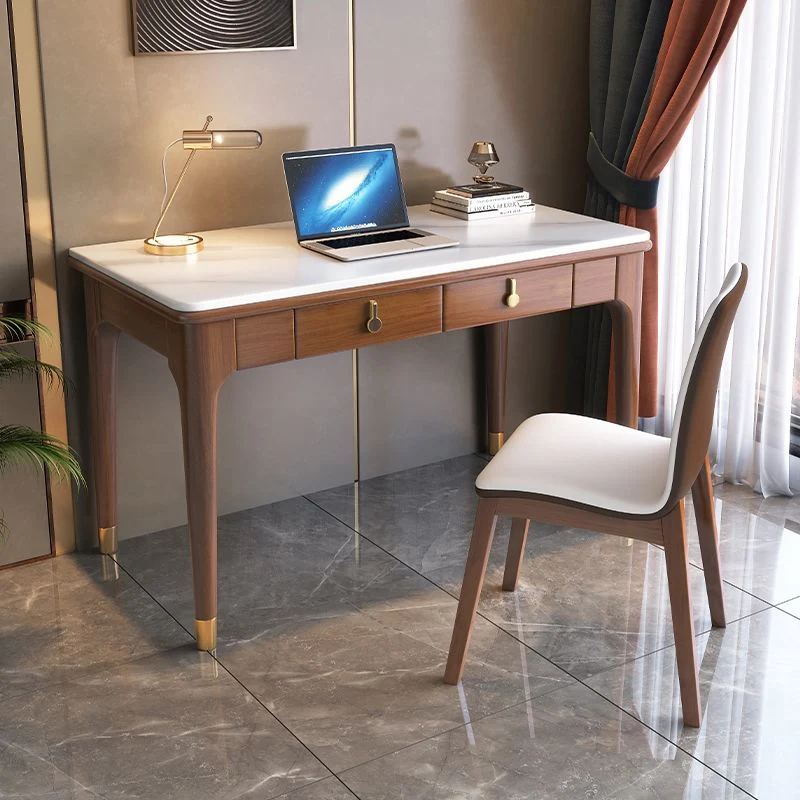 Bureau d'écriture en pierre de style Glam, bureau rectangulaire en bois massif Clearhalo
