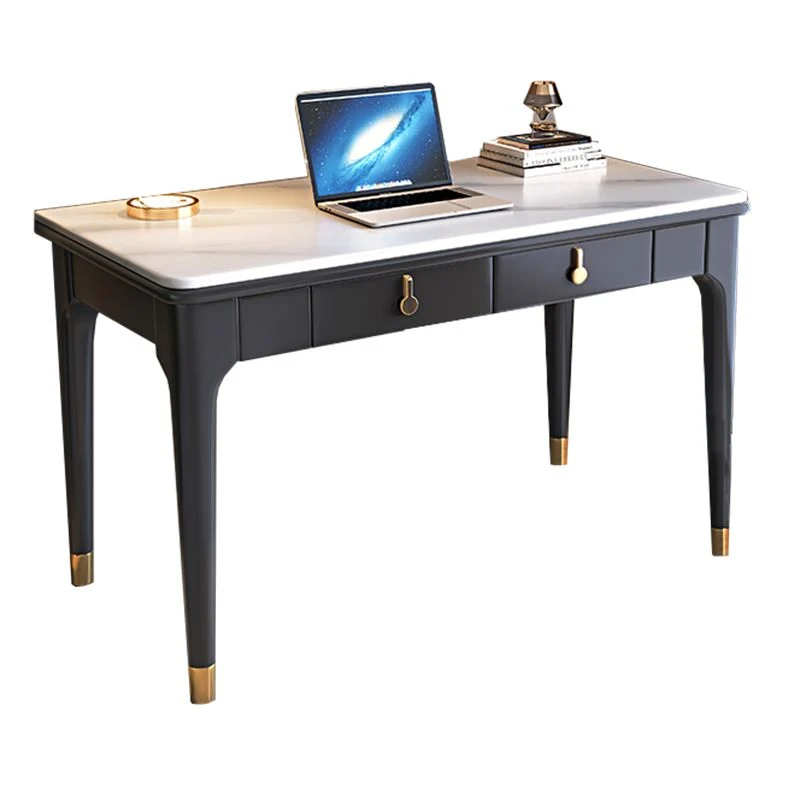 Bureau d'écriture en pierre de style Glam, bureau rectangulaire en bois massif Clearhalo