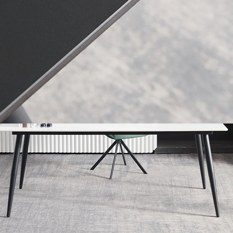 Bureau d'écriture en pierre de style industriel, bureau rectangulaire en métal Clearhalo