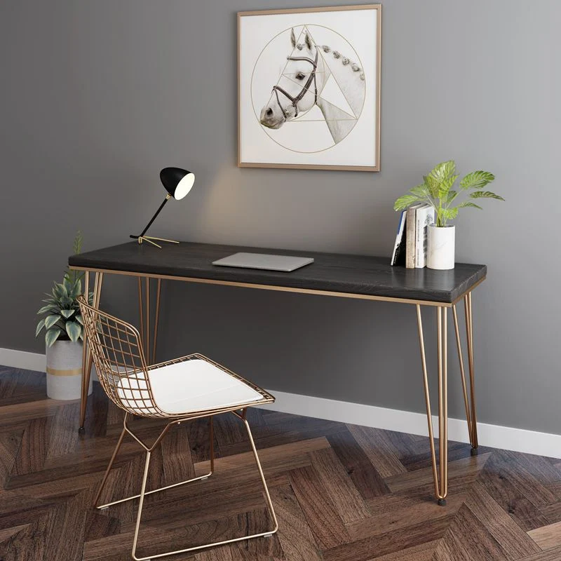 Bureau d'écriture en épingle à cheveux de style Glam Bureau de bureau rectangulaire en bois massif Clearhalo