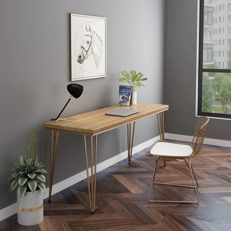 Bureau d'écriture en épingle à cheveux de style Glam Bureau de bureau rectangulaire en bois massif Clearhalo