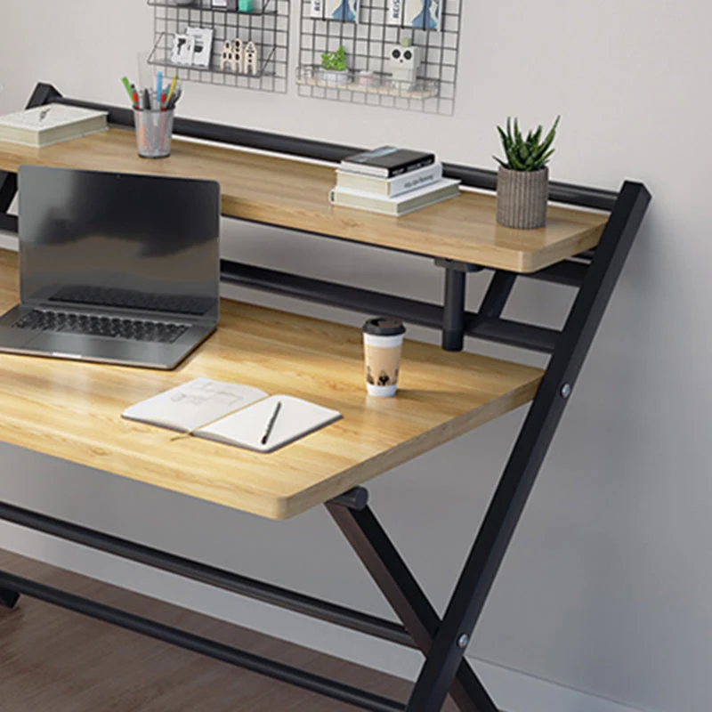 Bureau d'écriture pliant à base de chevalet en acier contemporain, bureau à domicile Clearhalo