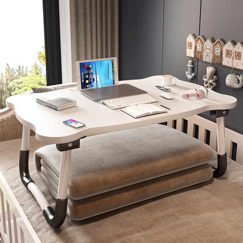 Bureau d'écriture pliant, bureau de travail de forme irrégulière avec 2 pieds pour la maison Clearhalo