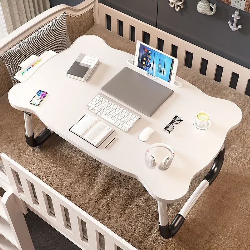 Bureau d'écriture pliant, bureau de travail de forme irrégulière avec 2 pieds pour la maison Clearhalo