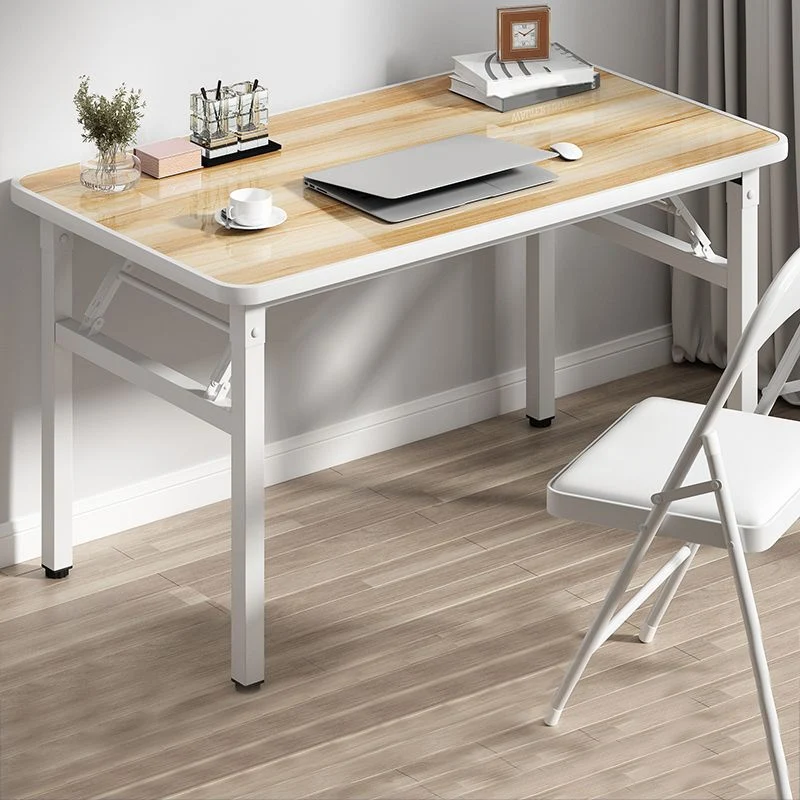 Bureau d'écriture pliant rectangulaire contemporain à base d'acier Clearhalo