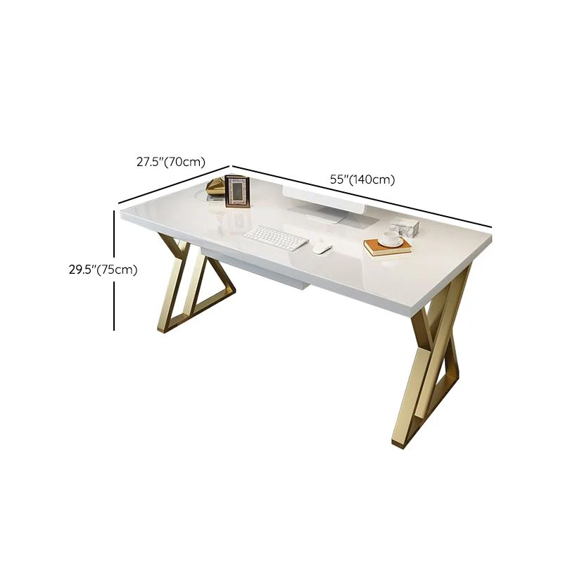 Bureau d'écriture rectangulaire de 29,53 po de hauteur Glam en bois massif Clearhalo