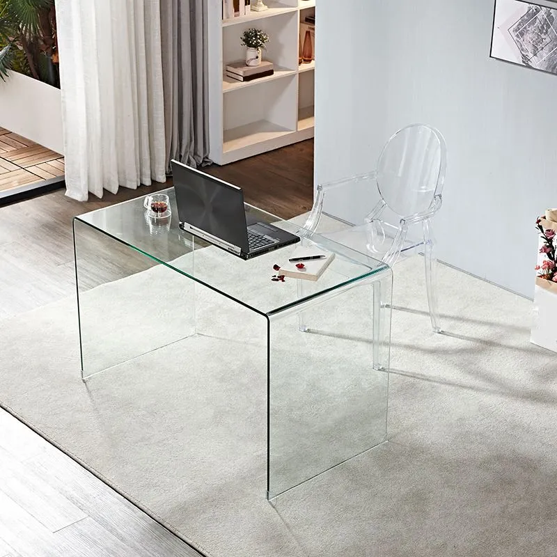 Bureau d'écriture rectangulaire en acrylique de bureau contemporain de 30"H Clearhalo