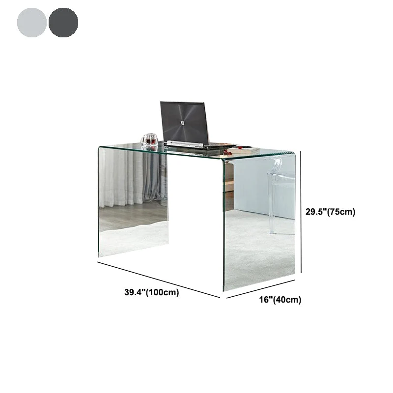 Bureau d'écriture rectangulaire en acrylique de bureau contemporain de 30"H Clearhalo