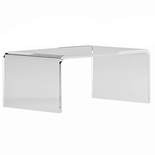 Bureau d'écriture rectangulaire en acrylique, table d'ordinateur portable à base de traîneau contemporaine Clearhalo