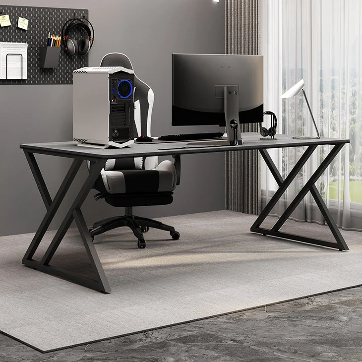 Bureau d'écriture rectangulaire avec dessus en pierre, pieds en métal de Style moderne, pour le bureau Clearhalo
