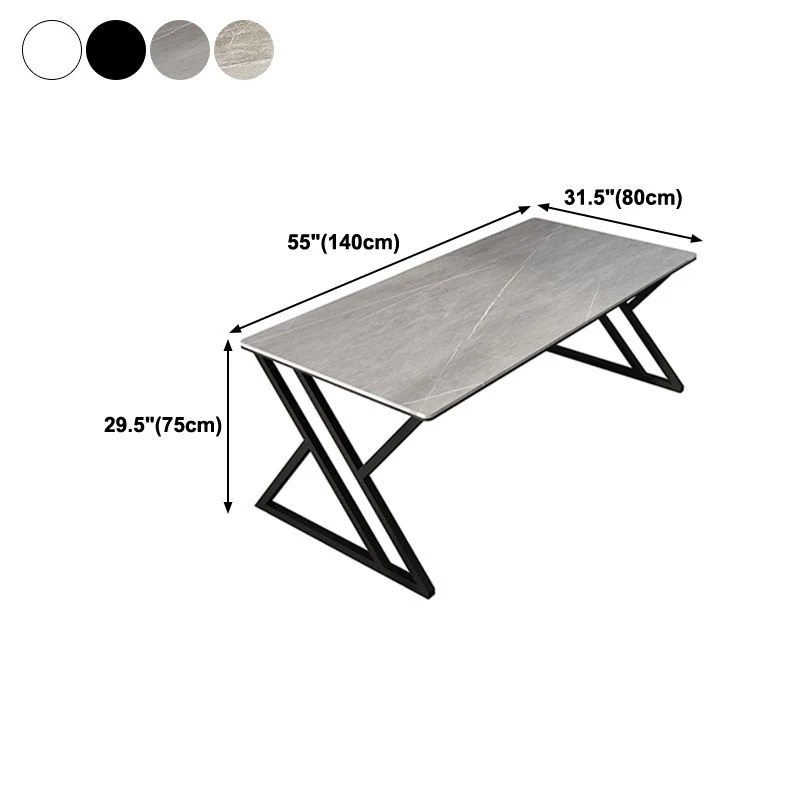 Bureau d'écriture rectangulaire avec dessus en pierre, pieds en métal de Style moderne, pour le bureau Clearhalo