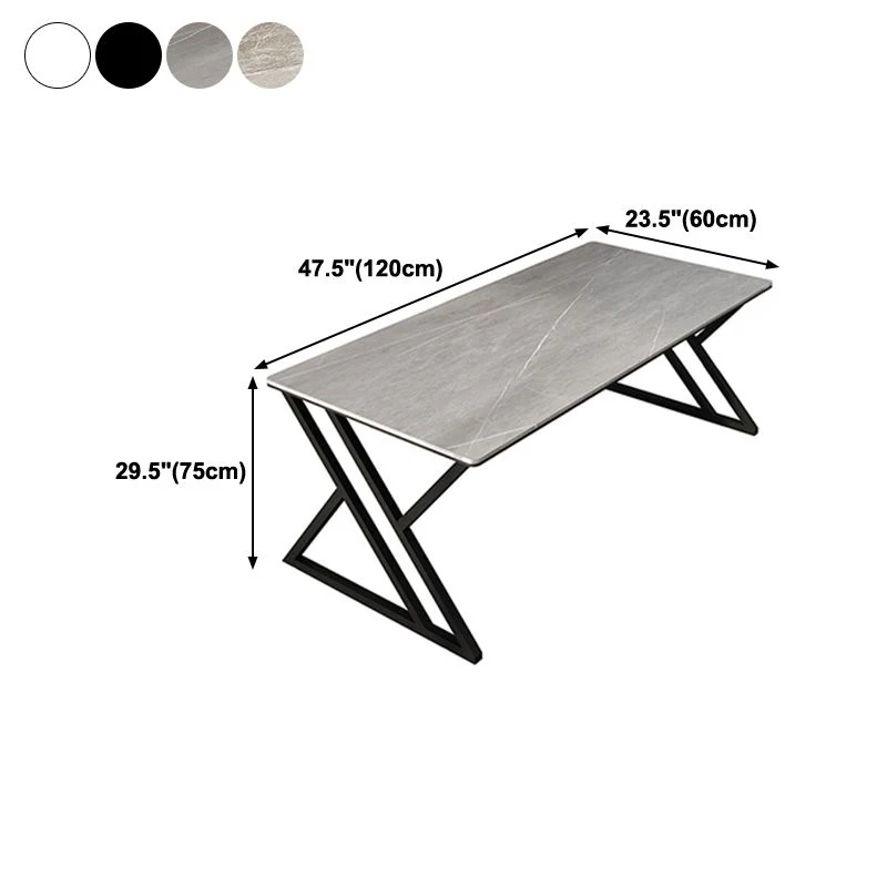 Bureau d'écriture rectangulaire avec dessus en pierre, pieds en métal de Style moderne, pour le bureau Clearhalo