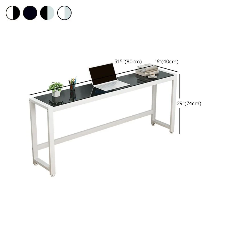Bureau d'écriture rectangulaire avec dessus en verre, bureau moderne de 29,14 pouces de hauteur Clearhalo