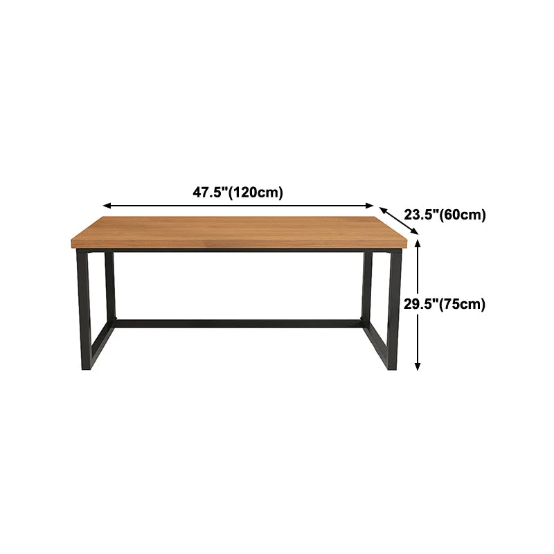 Bureau d'écriture rectangulaire avec plateau en bois massif et pieds en métal noir Clearhalo