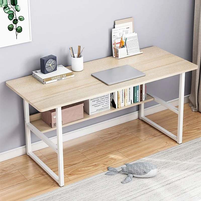 Bureau d'écriture rectangulaire à base luge en bois contemporain avec pieds en acier Clearhalo