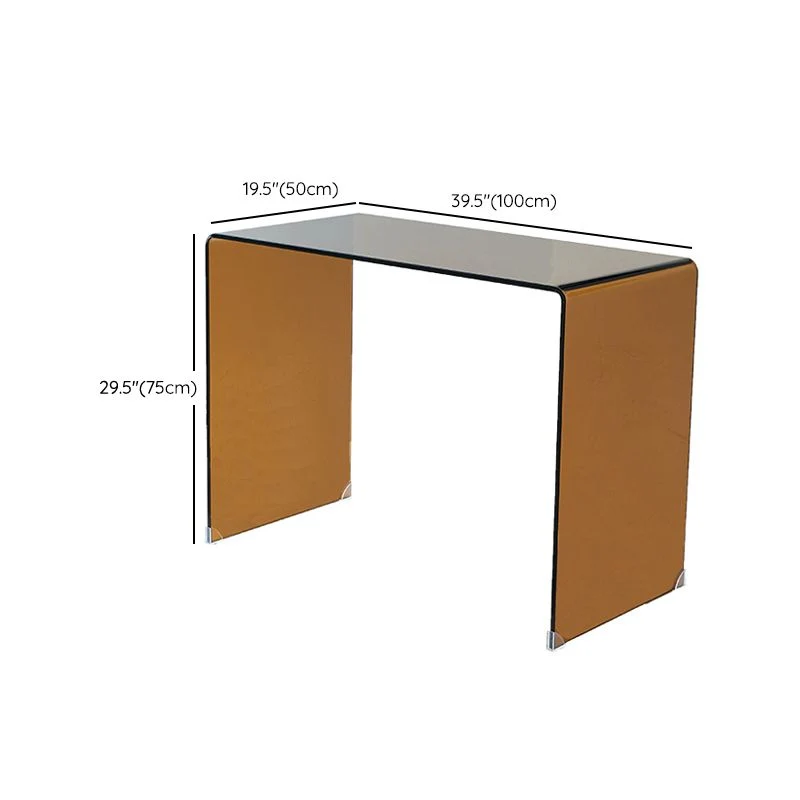 Bureau d'écriture rectangulaire à base de traîneau de bureau à plateau en verre moderne Clearhalo