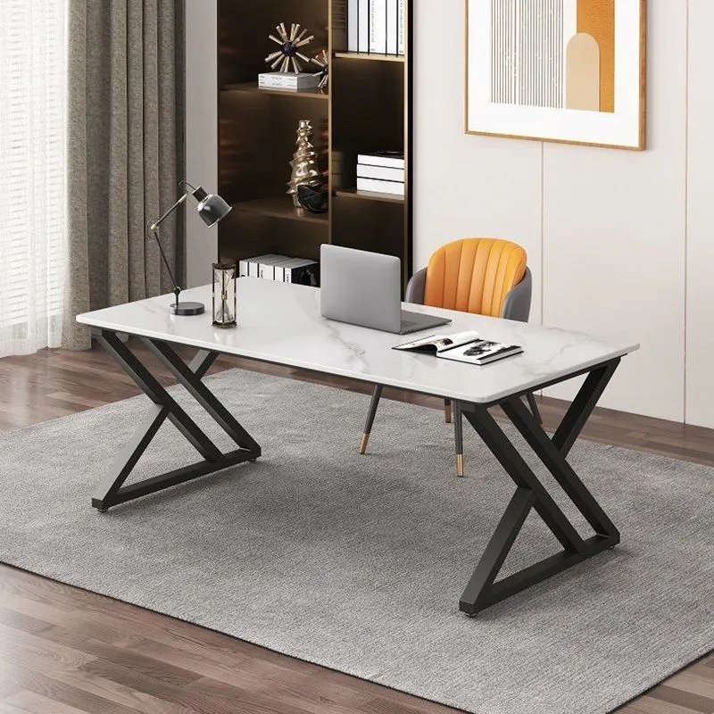 Bureau d'écriture rectangulaire blanc contemporain pour la maison Clearhalo