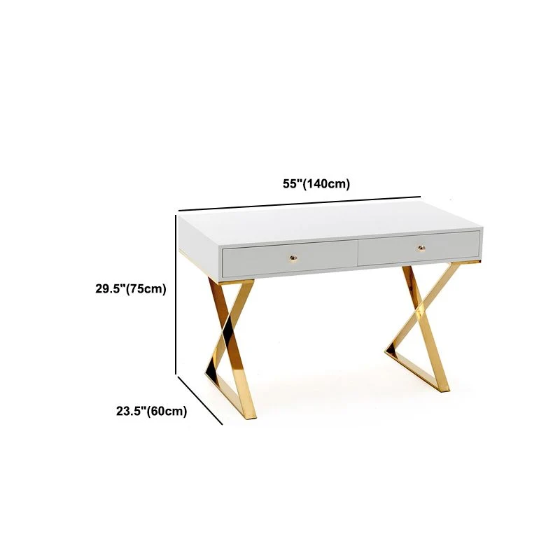 Bureau d'écriture rectangulaire en bois artificiel avec pieds en métal Glam Clearhalo