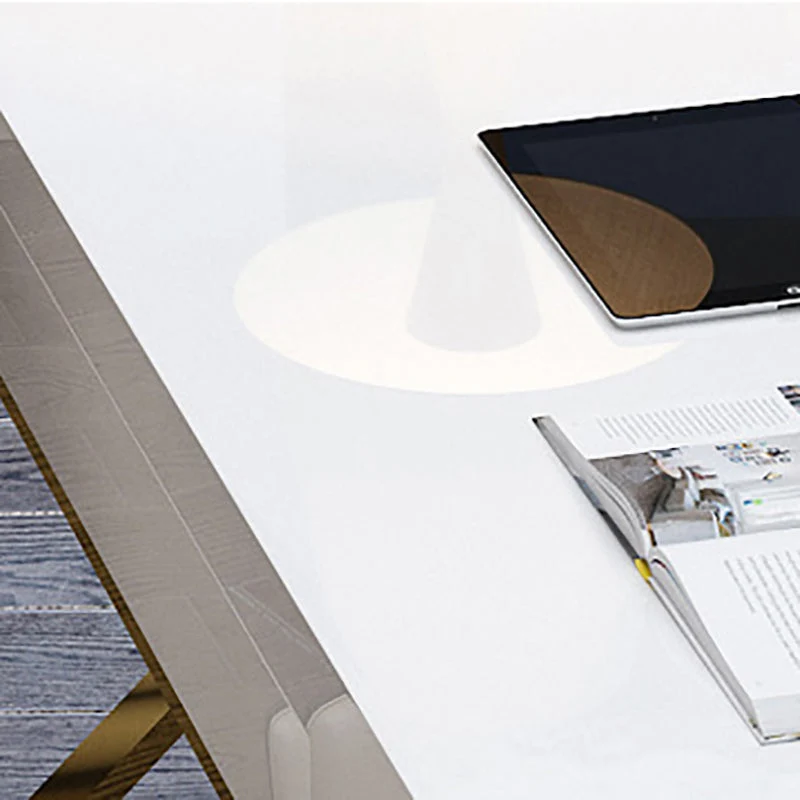 Bureau d'écriture rectangulaire en bois artificiel avec pieds en métal Glam Clearhalo