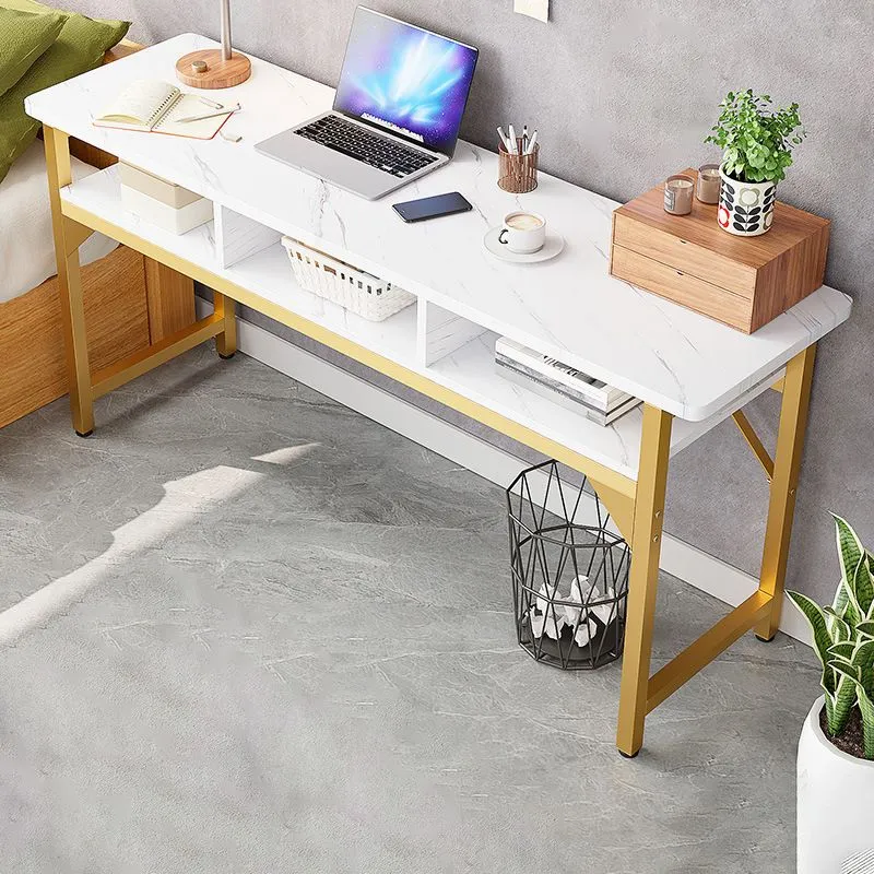Bureau d'écriture rectangulaire en bois, bureau Home Glam avec étagères Clearhalo