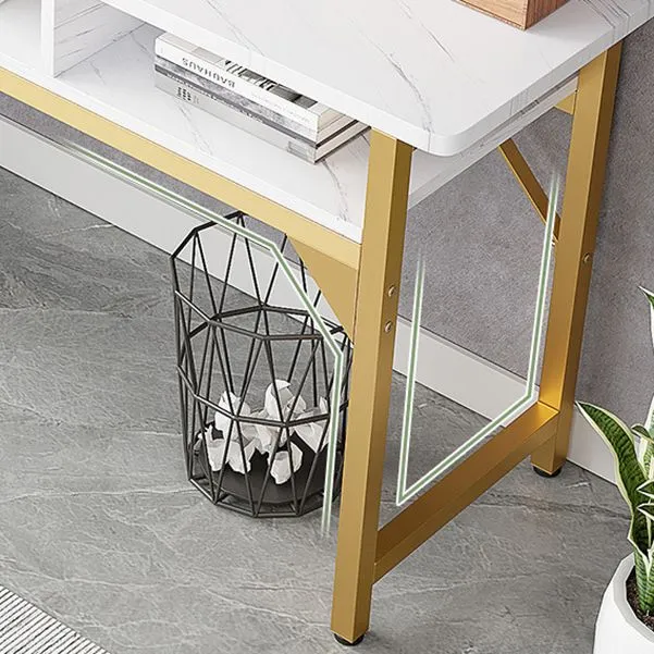 Bureau d'écriture rectangulaire en bois, bureau Home Glam avec étagères Clearhalo