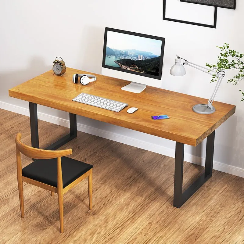 Bureau d'écriture rectangulaire en bois de bureau industriel de 29,53 po de hauteur avec base luge Clearhalo