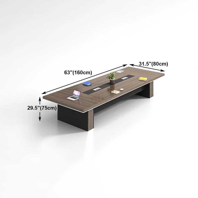 Bureau d'écriture rectangulaire en bois, bureau industriel avec gestion des câbles Clearhalo
