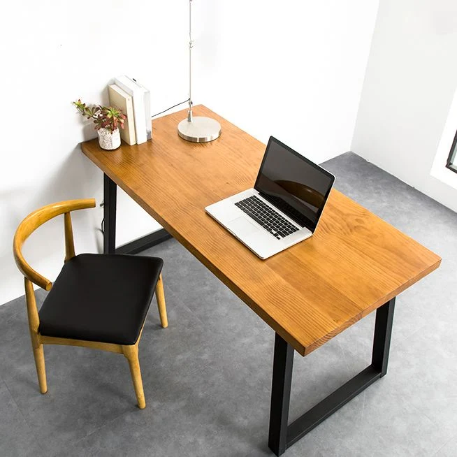 Bureau d'écriture rectangulaire en bois, bureau moderne avec pieds en métal Clearhalo