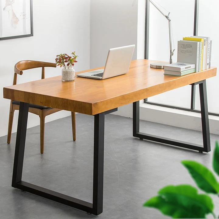 Bureau d'écriture rectangulaire en bois, bureau moderne avec pieds en métal Clearhalo