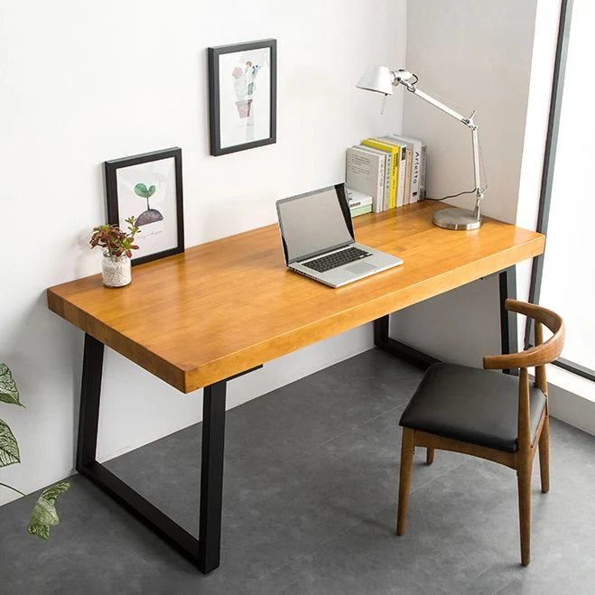 Bureau d'écriture rectangulaire en bois, bureau moderne avec pieds en métal Clearhalo