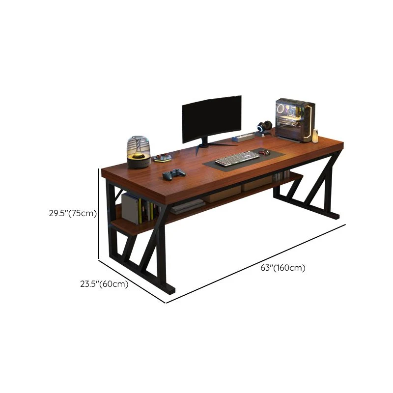 Bureau d'écriture rectangulaire en bois contemporain avec étagère Clearhalo