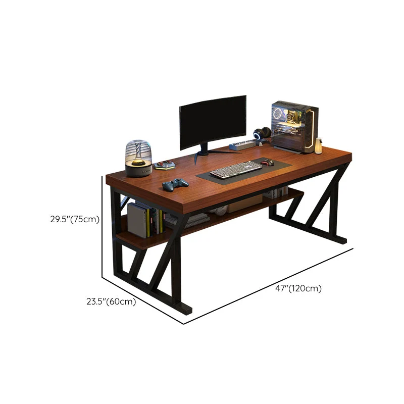 Bureau d'écriture rectangulaire en bois contemporain avec étagère Clearhalo