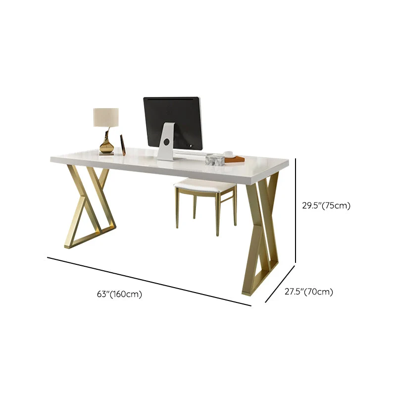 Bureau d'écriture rectangulaire en bois Glam 29,53" de haut avec pieds en fer Clearhalo