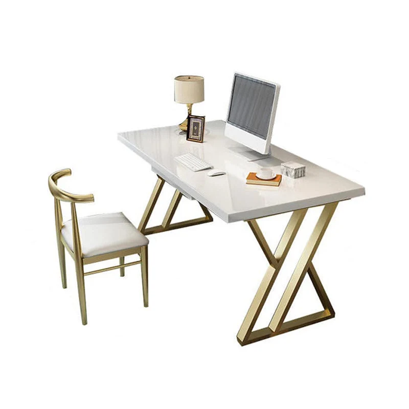 Bureau d'écriture rectangulaire en bois Glam 29,53" de haut avec pieds en fer Clearhalo