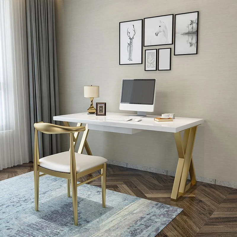 Bureau d'écriture rectangulaire en bois Glam 29,53" de haut avec pieds en fer Clearhalo
