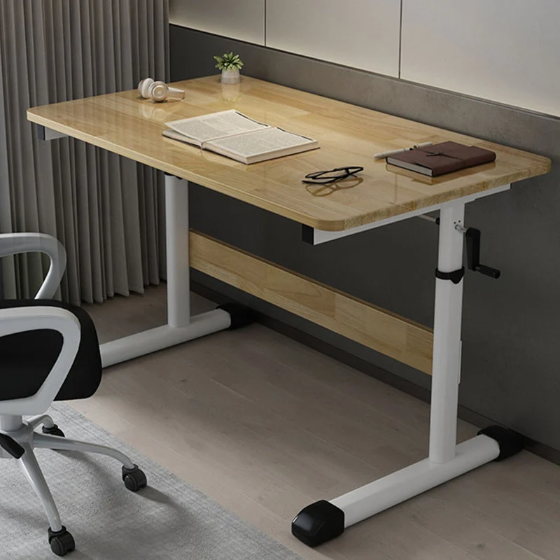 Bureau d'écriture rectangulaire en bois à hauteur réglable, gestion des câbles Clearhalo