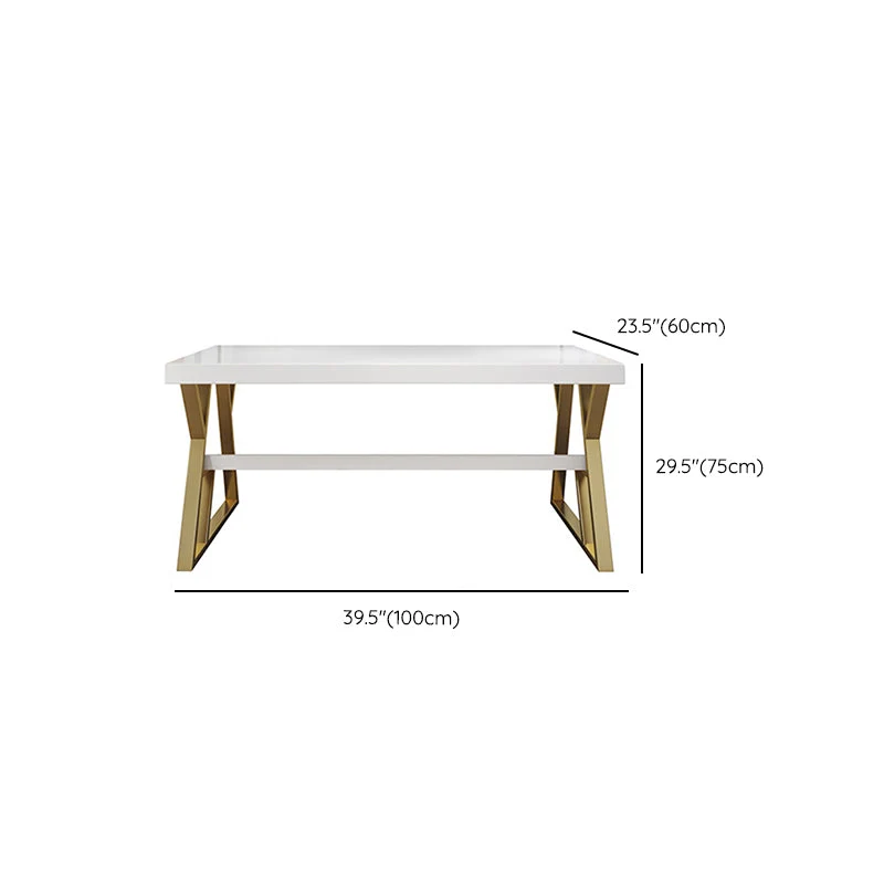 Bureau d'écriture rectangulaire en bois massif de 29,53 pouces de haut avec étagère Clearhalo
