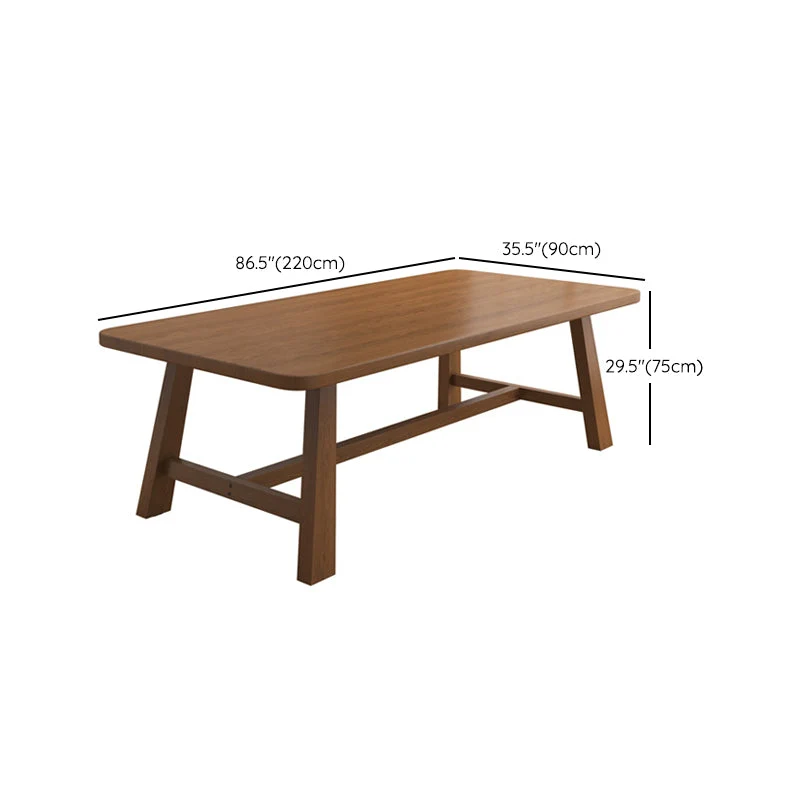 Bureau d'écriture rectangulaire en bois massif, base en H, hauteur de 29,53 po, marron Clearhalo